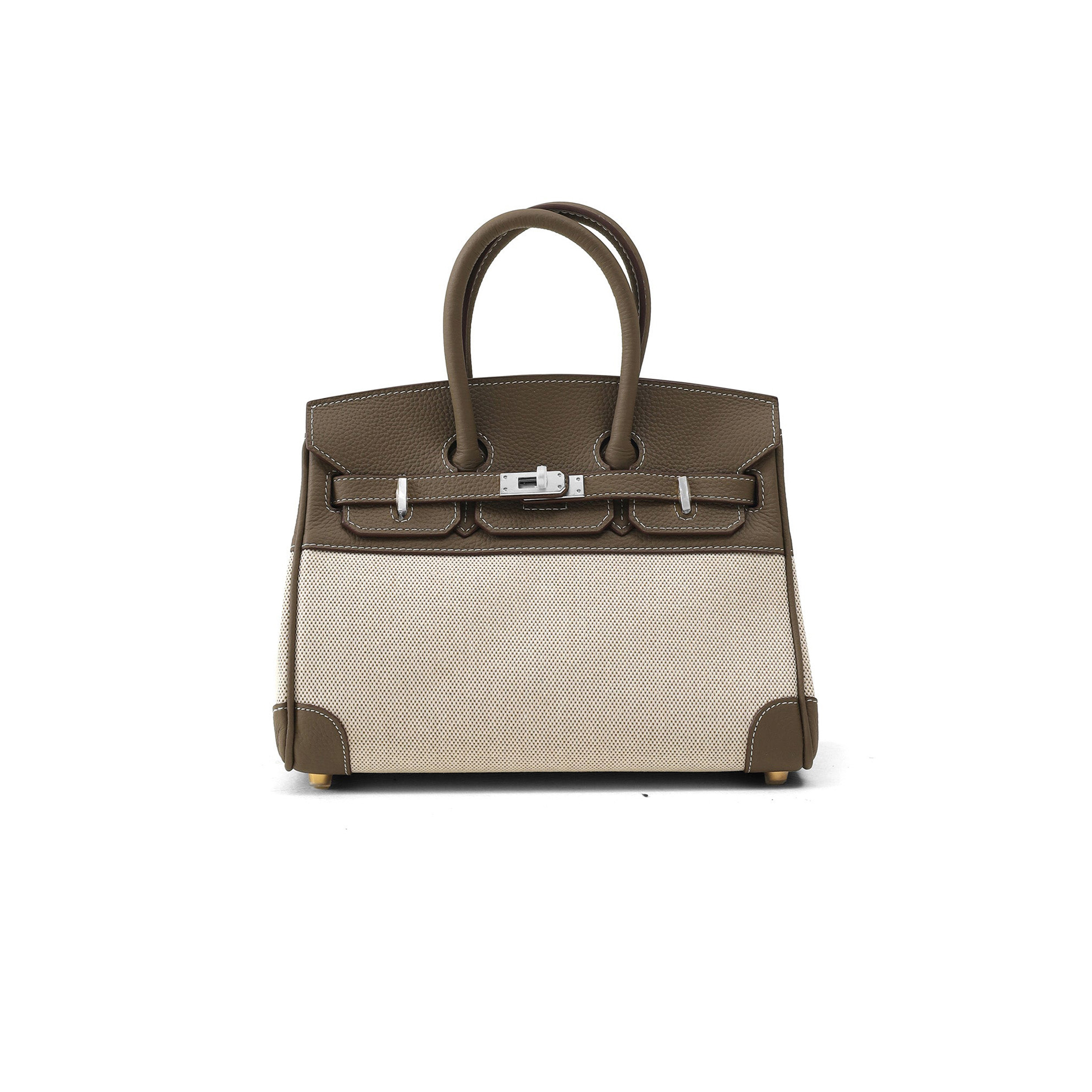 HERMES MASTER BIRKIN 35 TOILE TAUPE CLEMENCE LEATHER BAG 30013032 (35*24*18cm)